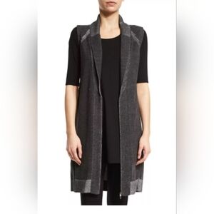 Eileen Fisher Organic Cotton Longline Vest Dark Gray Women's Size XXS